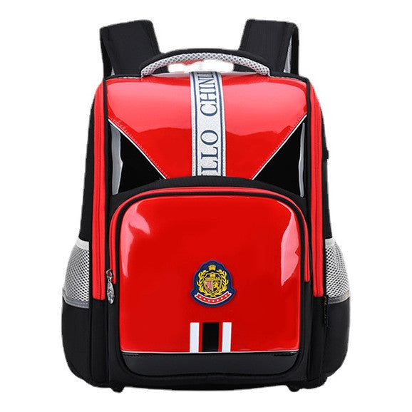 Shiny Leather Waterproof Elementary School Backpack With Anti Slip Foot Nails