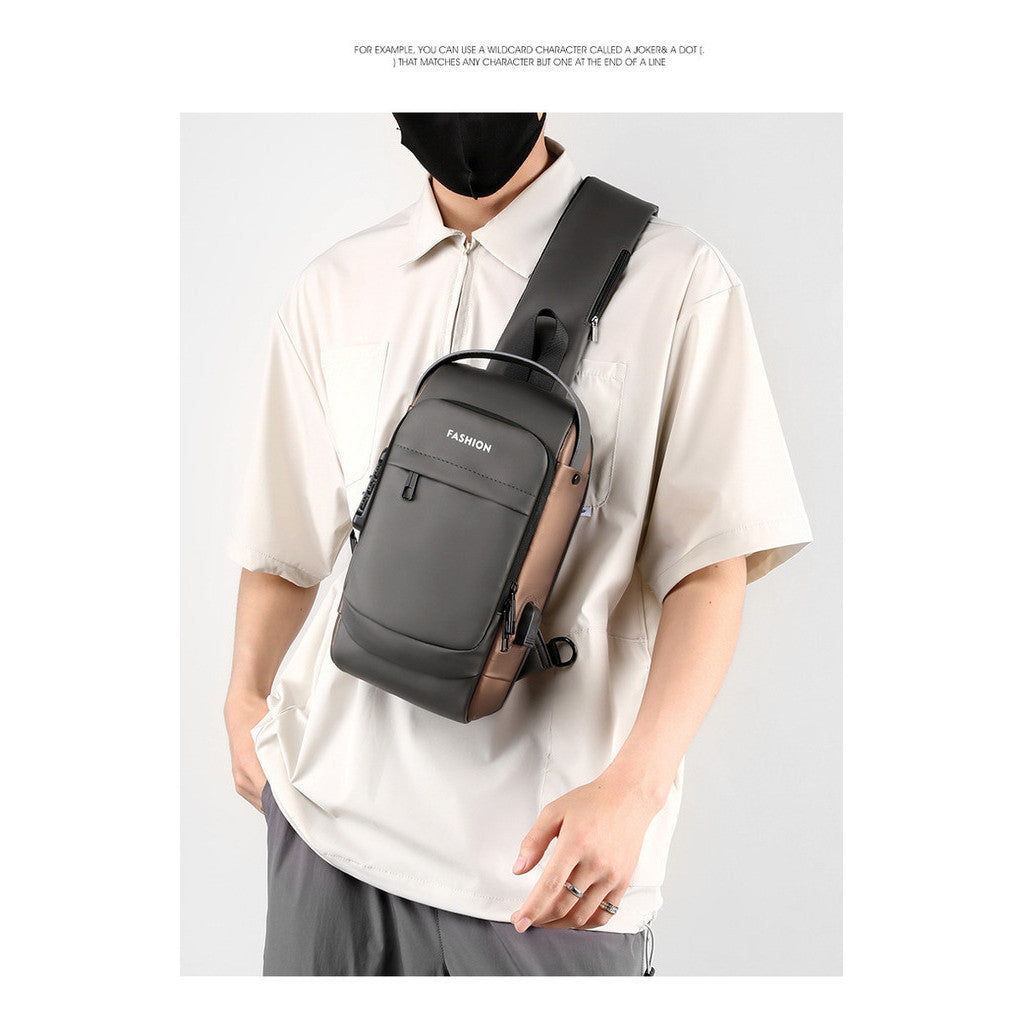 Usb Chest Bag Password Lock Men's Shoulder Bag Casual Sports Waist Bag Small Bag Multifunctional Crossbody Bag