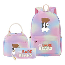 Cartoon Cute Three Bears Youth Student Girls School Bag Lunch Bag Three Piece Set Backpack Set