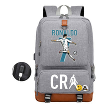 Football Star Cristiano Ronaldo Printed Usb Youth Primary And Secondary School Backpack For Boy And Girl's Leisure Travel Backpack