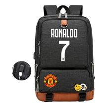 Football Star Cristiano Ronaldo Printed Usb Student Backpack For Leisure Travel Backpack