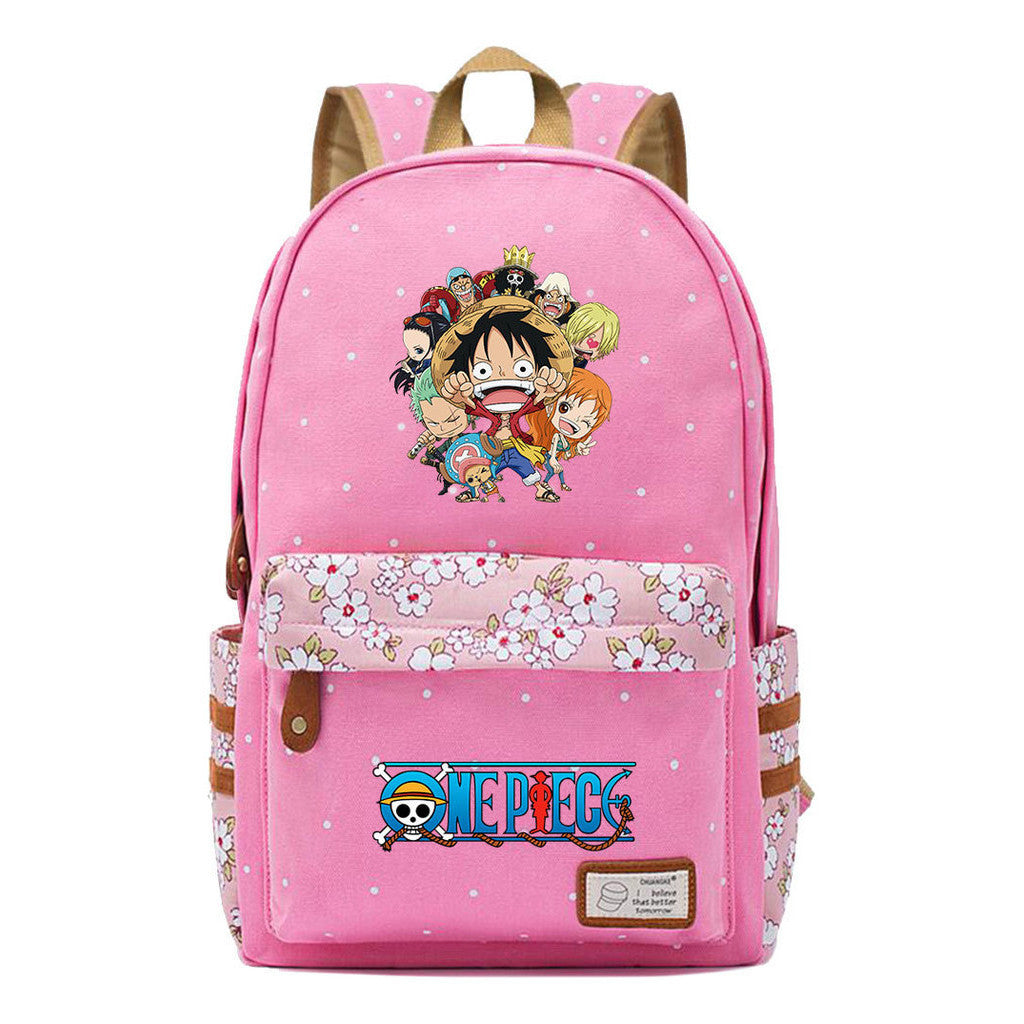 Anime Pirate King Lufei Printed Student School Bag Fragmented Flower Leisure Backpack