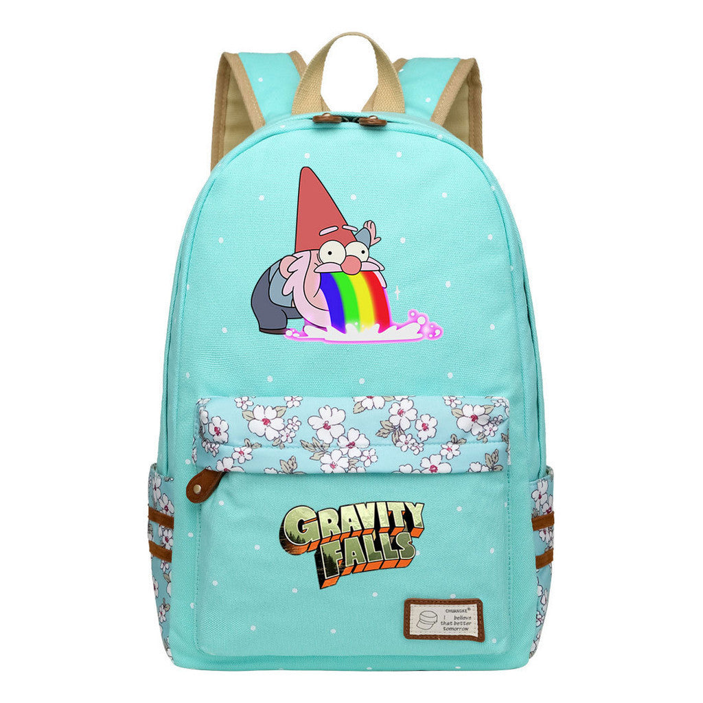 Cartoon, Anime, Bizarre Town, Teenage Student Backpacks, Floral Men's And Women's Backpacks
