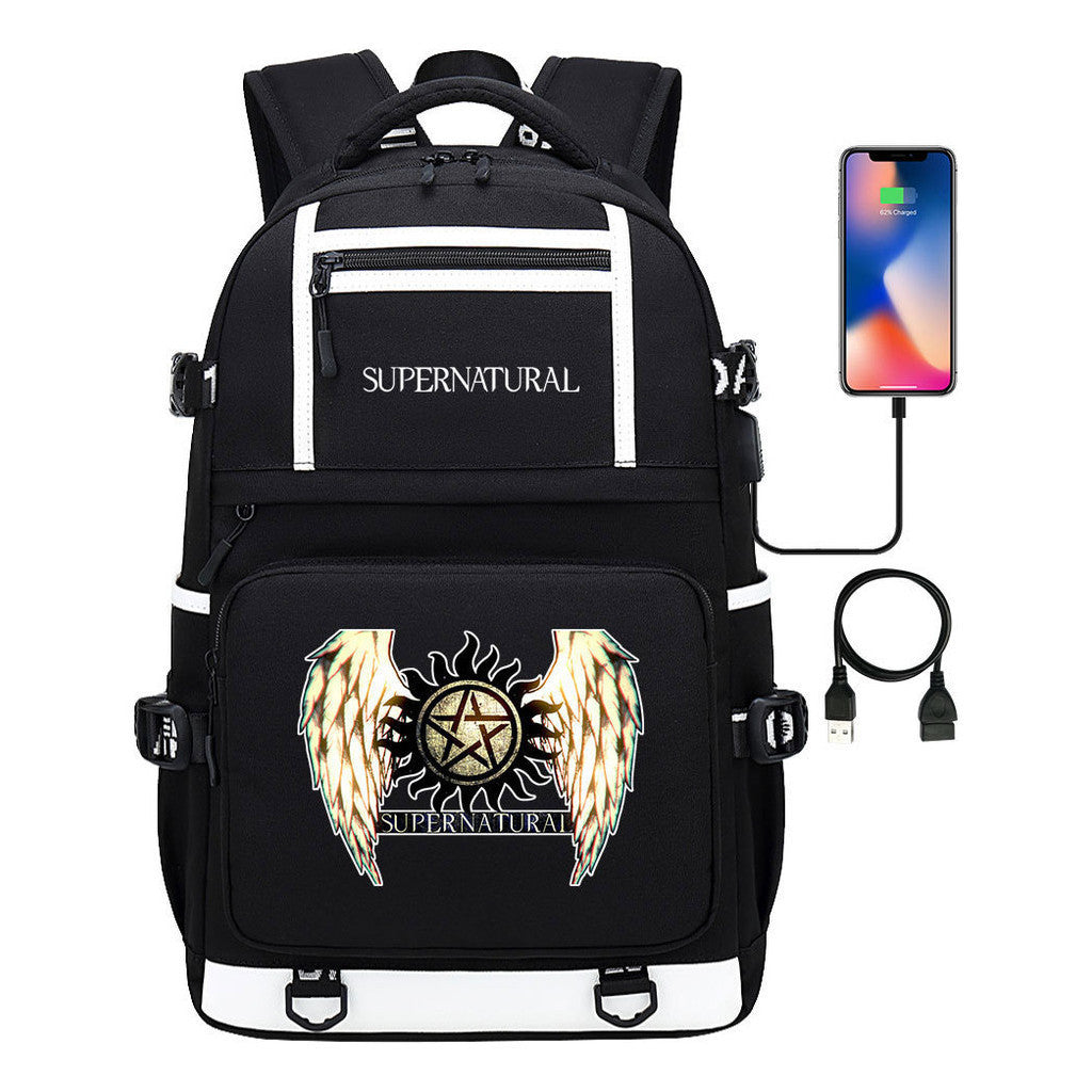 Evil Power Usb Youth Student School Bag Men's And Women's Backpack Leisure Travel Backpack