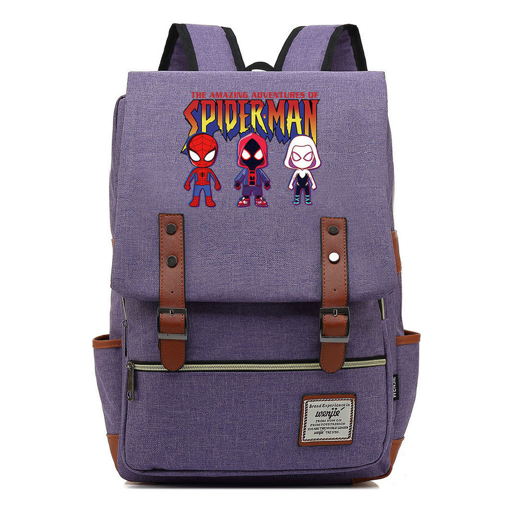 Superhero Print Youth Student Backpack For Men And Women, Casual Belt Buckle, Classic Backpack