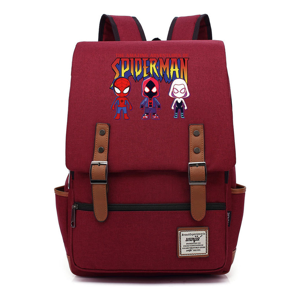Superhero Print Youth Student Backpack For Men And Women, Casual Belt Buckle, Classic Backpack