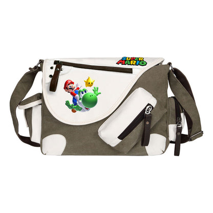 Super Mario Youth Student School Bag Canvas Shoulder Bag Casual Straddle Backpack