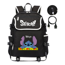 Anime Star Baby Stitch Printed Usb Youth Student Backpack For Leisure Travel Backpack
