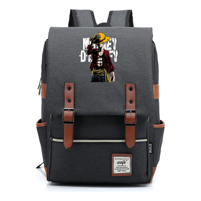 Anime Pirate King Luffy Printed Student Backpack For Men And Women With Casual Belt Buckle Classic Backpack