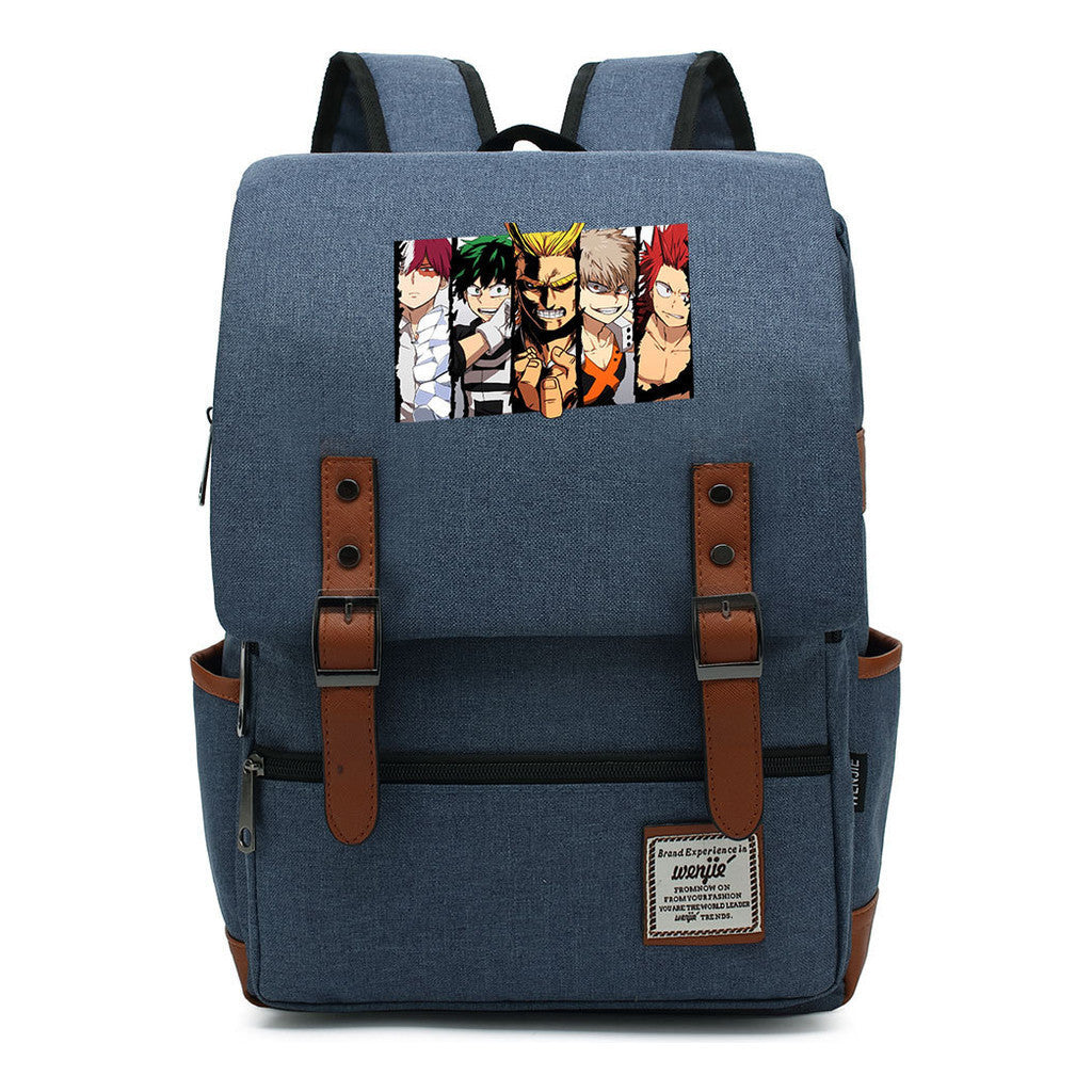 Anime My Heroes Academy Printed Youth Student Backpack Men's And Women's Leisure Belt Buckle Classic Backpack