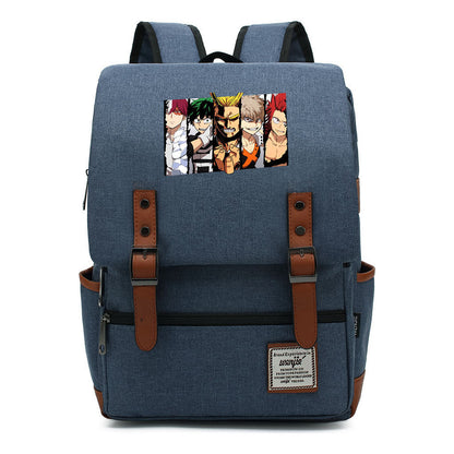 Anime My Heroes Academy Printed Youth Student Backpack Men's And Women's Leisure Belt Buckle Classic Backpack
