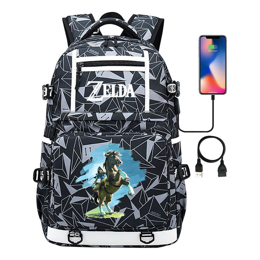 Legend Of Zelda Printed Usb Youth Student Backpack Men's And Women's Backpack Leisure Travel Bag