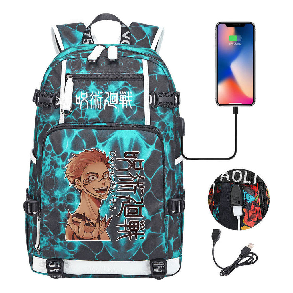 Printed Usb Youth Student Backpack For Men And Women's Leisure Large Capacity Travel Backpack