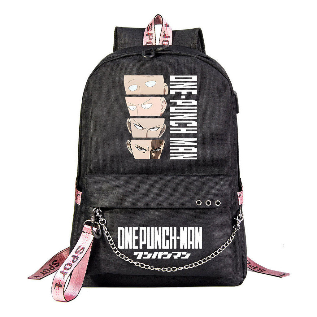 Comic One Punch Superman Printed Usb Youth Student Backpack Men's And Women's Leisure Travel Backpack
