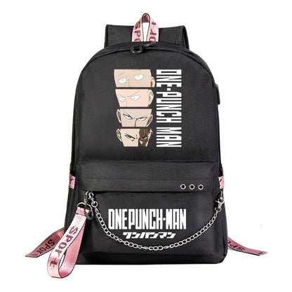 Comic One Punch Superman Printed Usb Youth Student Backpack Men's And Women's Leisure Travel Backpack