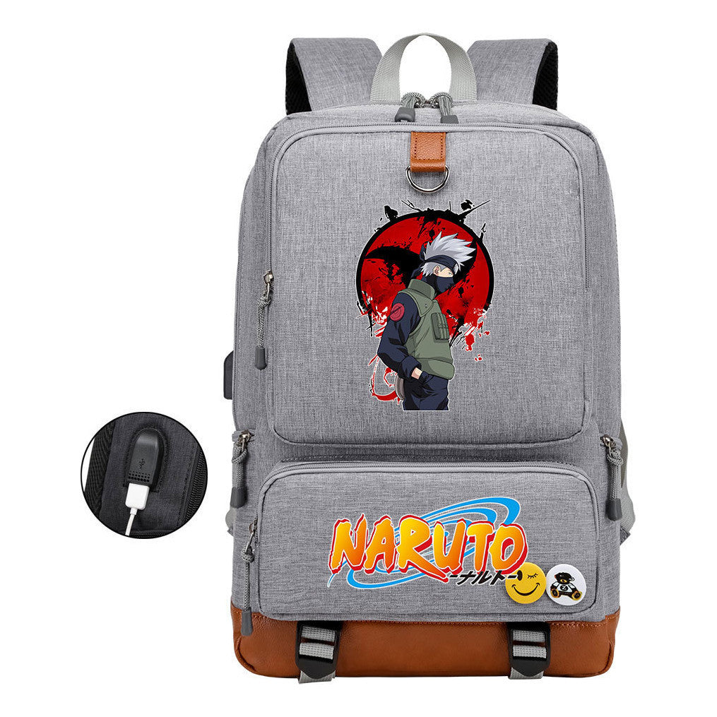 Naruto Print Usb Youth Backpack Leisure Travel Backpack
