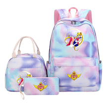 Anime Beauty Girl Warrior Girls School Bag Lunch Bag Three Piece Set Backpack Set
