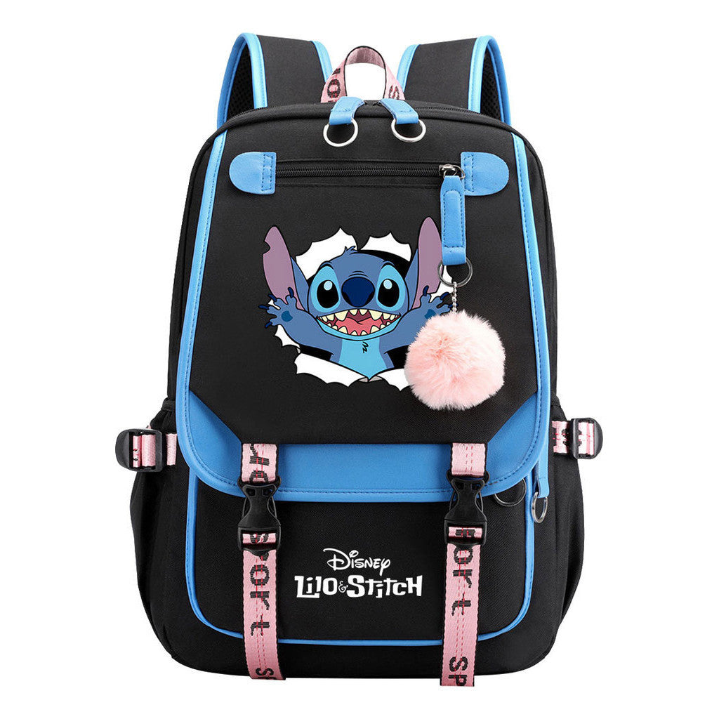 Interstellar Baby Stitch Usb Backpack For Boys And Girls Casual Woven Strap Flip Backpack