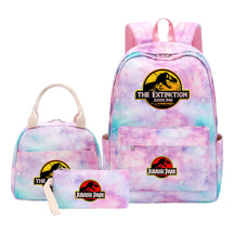 Jurassic Park Dinosaur Student Girls School Bag Lunch Bag Three Piece Set Backpack Set