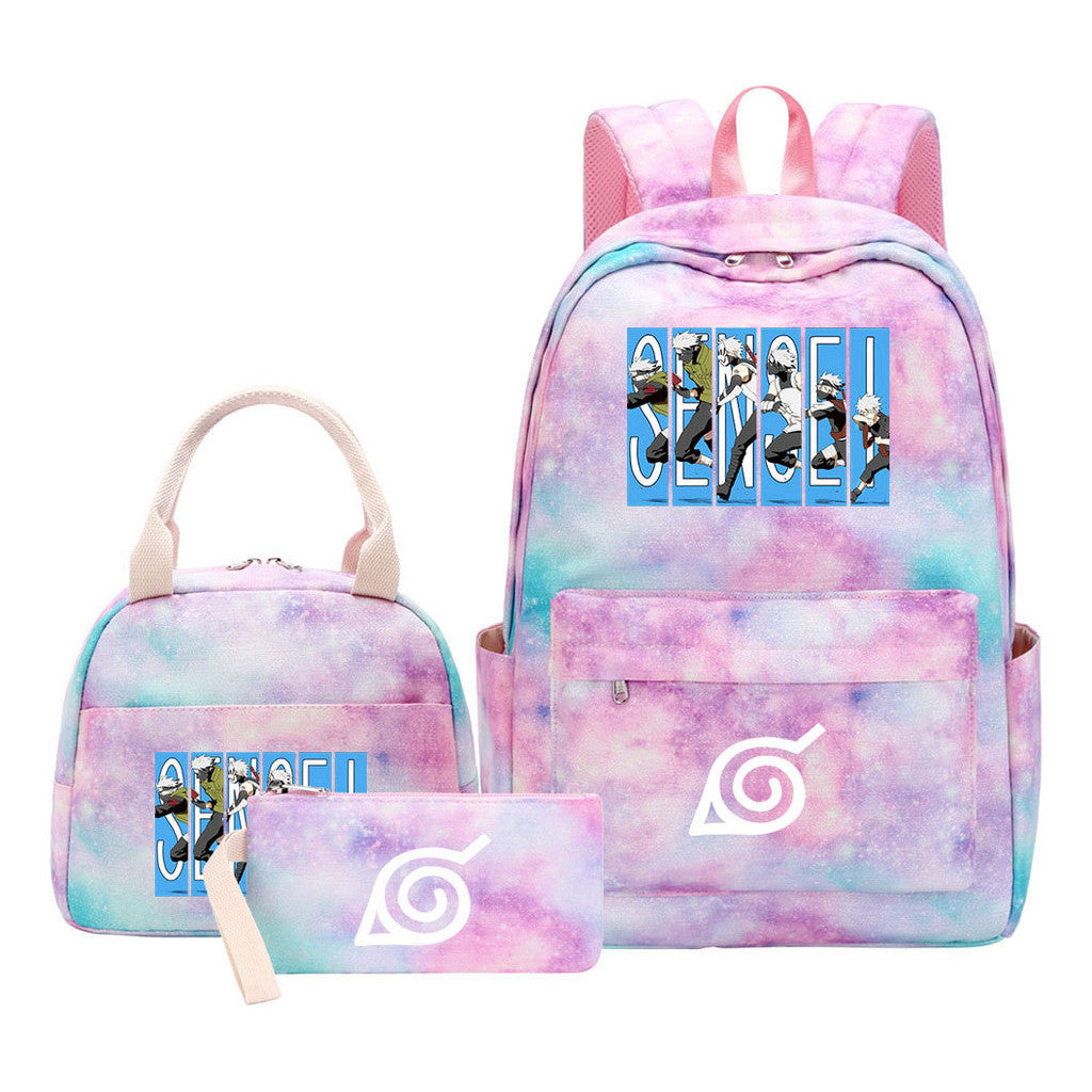 Naruto Youth Student School Bag Lunch Bag Three Piece Set Backpack Set