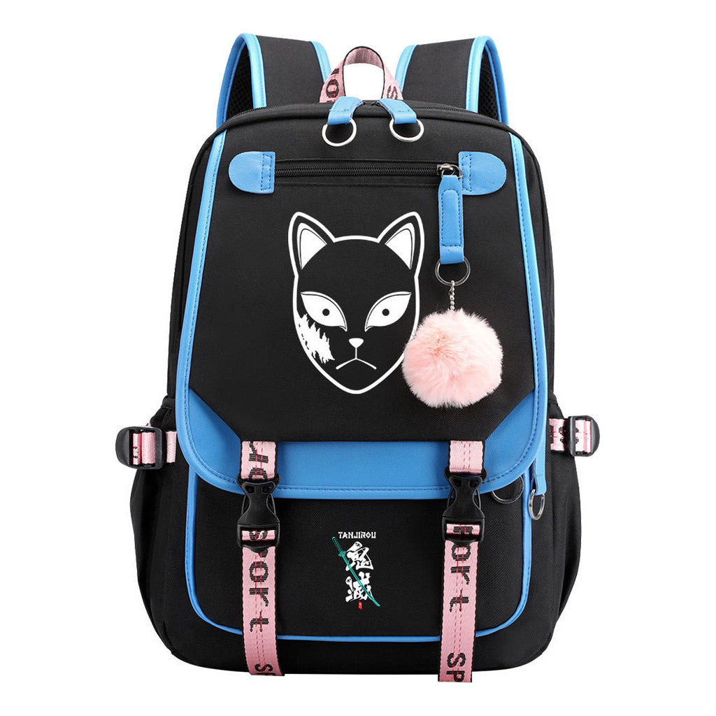 Cartoon Fashion Usb Youth Middle School Backpack For Boys And Girls Casual Woven Strap Flip Back Backpack