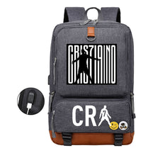 Football Star Cristiano Ronaldo Printed Usb Youth Student Backpack For Leisure Travel Backpack