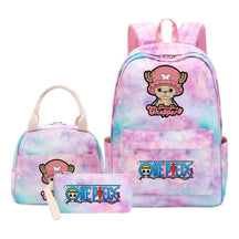 Cartoon Pirate King Youth Student Girls School Bag Lunch Bag Three Piece Set Backpack Set