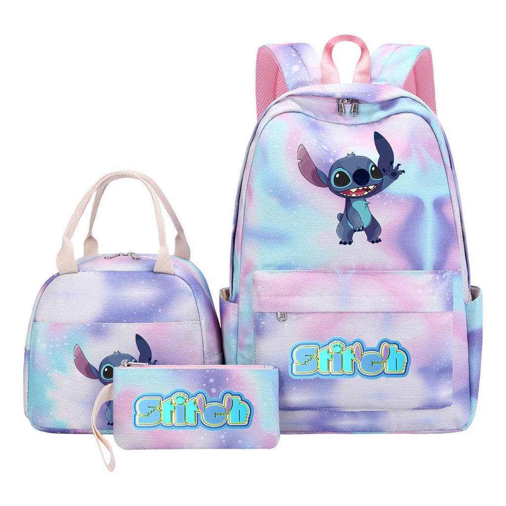 Interstellar Baby Stitch Youth Student Girls School Bag Lunch Bag Three Piece Set Backpack Set