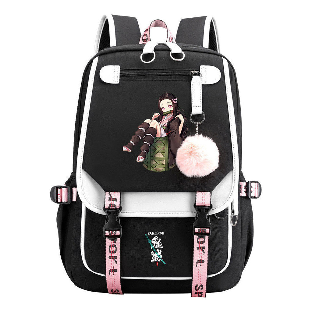 Cartoon Fashion Usb Youth Student School Bag Casual Ribbon Flip Backpack