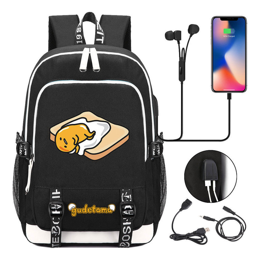 Comic Egg Yolk Lazy Egg Teenage Student Backpack Usb Boys And Girls Casual Backpack