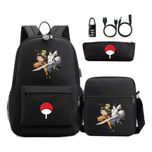 Naruto Usb Password Lock Youth Student Backpack Three Piece Set Backpack Set