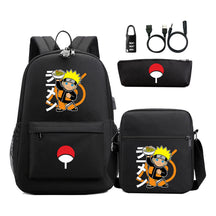 Naruto Usb Password Lock Youth Student Backpack Three Piece Set Backpack Set