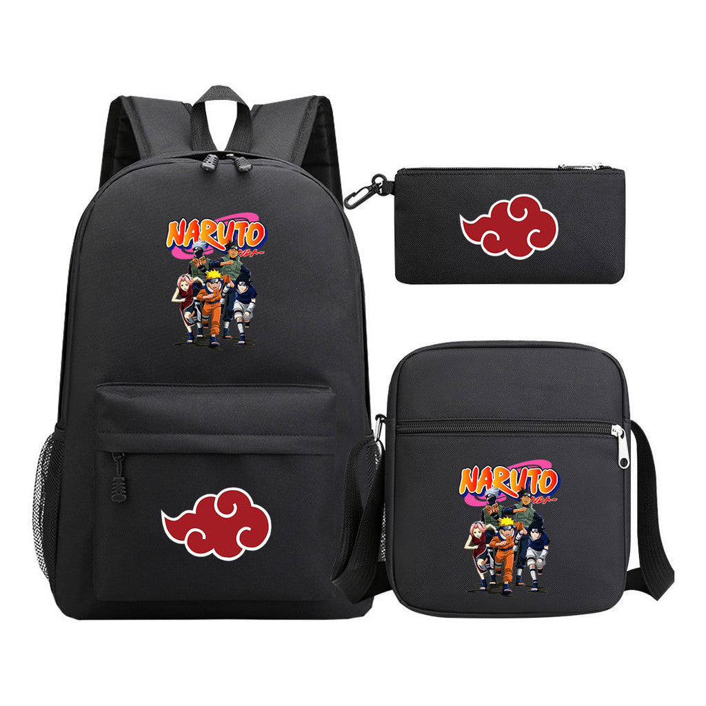 Anime Naruto Starry Sky Youth School Bag Three Piece Set For Boys And Girls Backpack Set