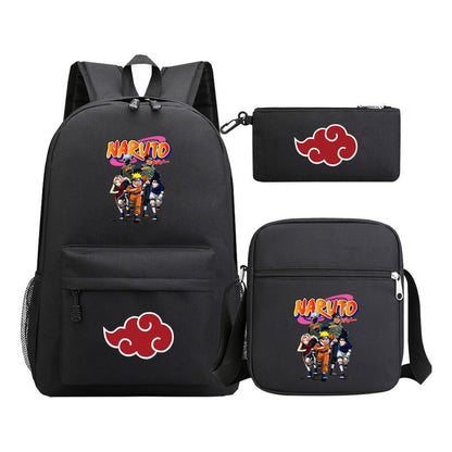 Anime Naruto Starry Sky Youth School Bag Three Piece Set For Boys And Girls Backpack Set