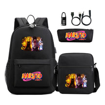 Naruto Usb Password Lock Youth Student Backpack Three Piece Set For Men And Women Backpacks