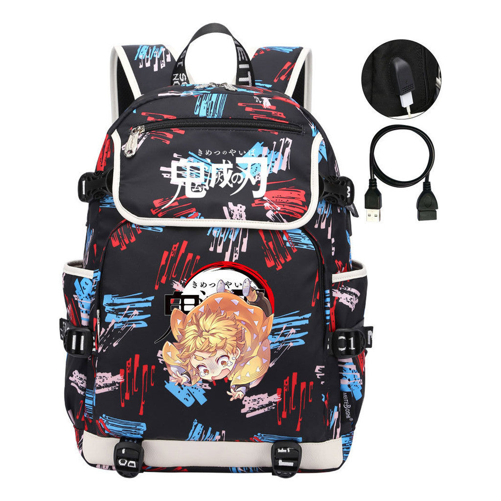 Anime Cartoon Usb Youth Student Backpack For Men And Women Leisure Backpack