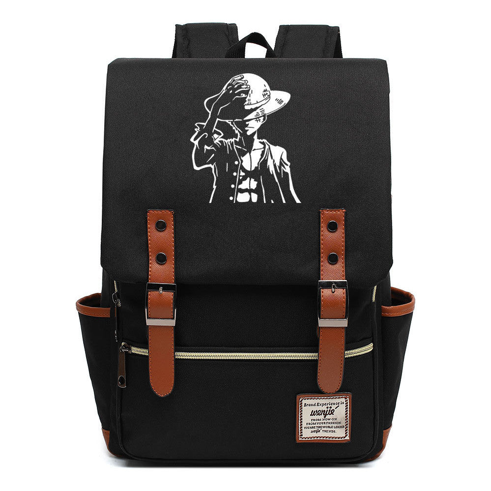 Anime Pirate King Luffy Printed Youth Student School Bag Casual Belt Buckle Classic Backpack