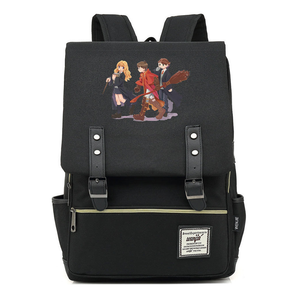 School Of Witchcraft And Wizardry Printed Youth Student School Bag Casual Belt Buckle Classic Backpack