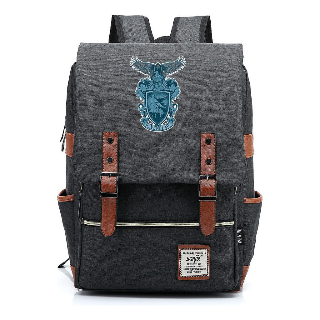School Of Witchcraft And Wizardry Printed Student Backpack For Men And Women, Casual Belt Buckle, Classic Backpack