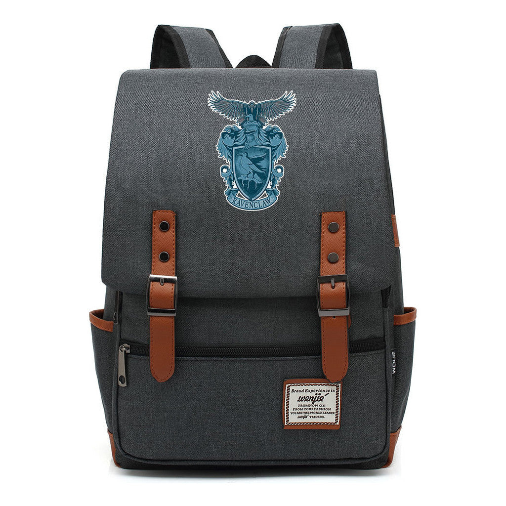 School Of Witchcraft And Wizardry Printed Student Backpack For Men And Women, Casual Belt Buckle, Classic Backpack