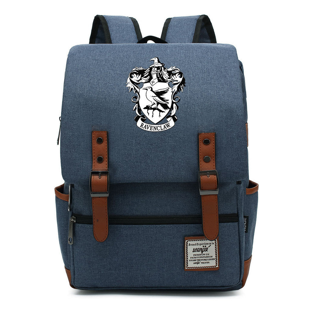 School Of Witchcraft And Wizardry Printed Youth School Bag Casual Belt Buckle Classic Backpack 38*27*12.5cm