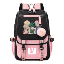 My Heroes Academy Usb Youth Student Backpack For Boys And Girls, Casual Woven Strap Flip Back Backpack