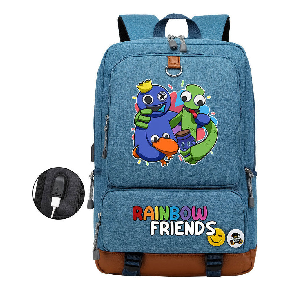 Rainbow Friend Usb Youth School Bag Leisure Travel Backpack