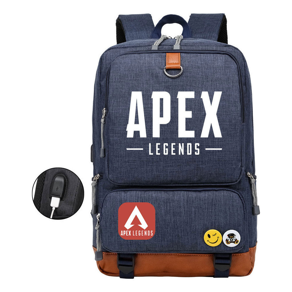 Apex Hero Print Usb Youth School Bag Travel Backpack