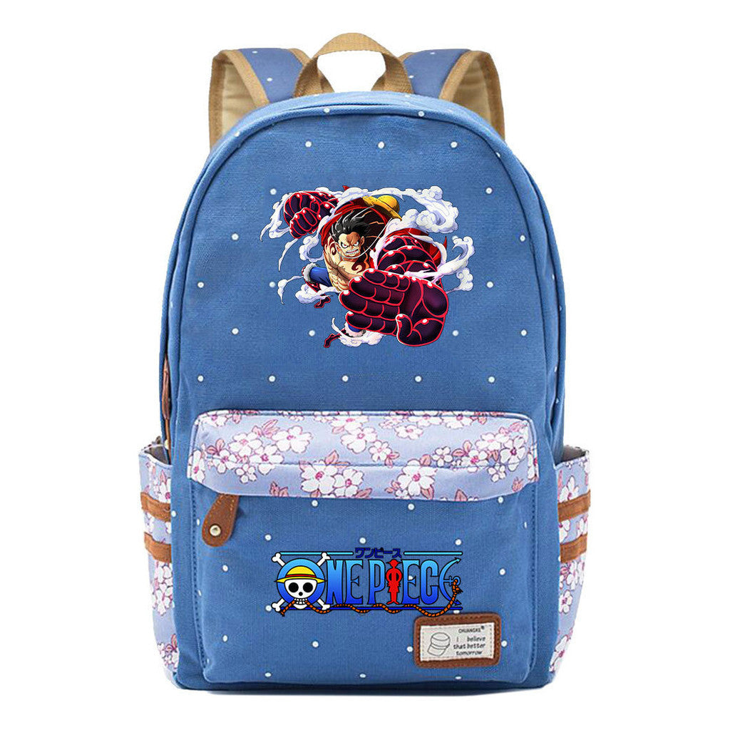 Anime Pirate Wang Lufei Printed Book Bag Fragmented Flower Leisure Backpack