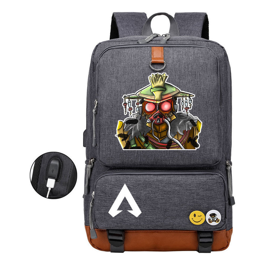 Apex Hero Print Usb Student Backpack Casual Backpack