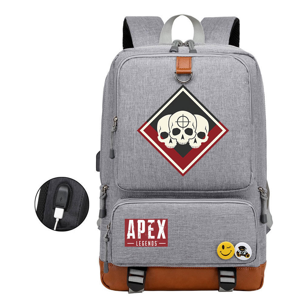 Apex Hero Print Usb Student Backpack For Leisure Travel Backpack