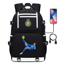Football Star Cristiano Ronaldo Printed Usb Youth Student Backpack For Men And Women, Backpack For Leisure Travel