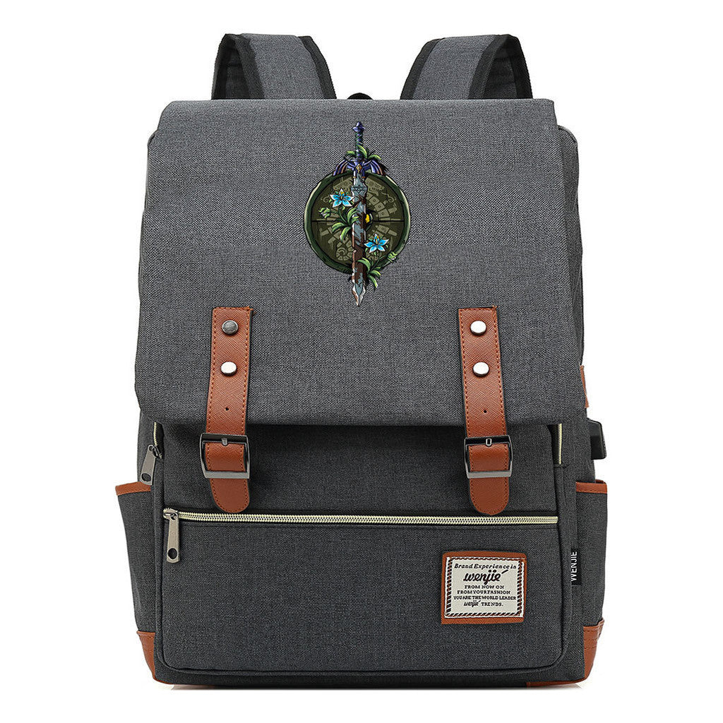 Game Tear Print Of The Kingdom Of Zelda Youth Primary And Secondary School Student Backpack Usb Men's And Women's Leisure Backpack
