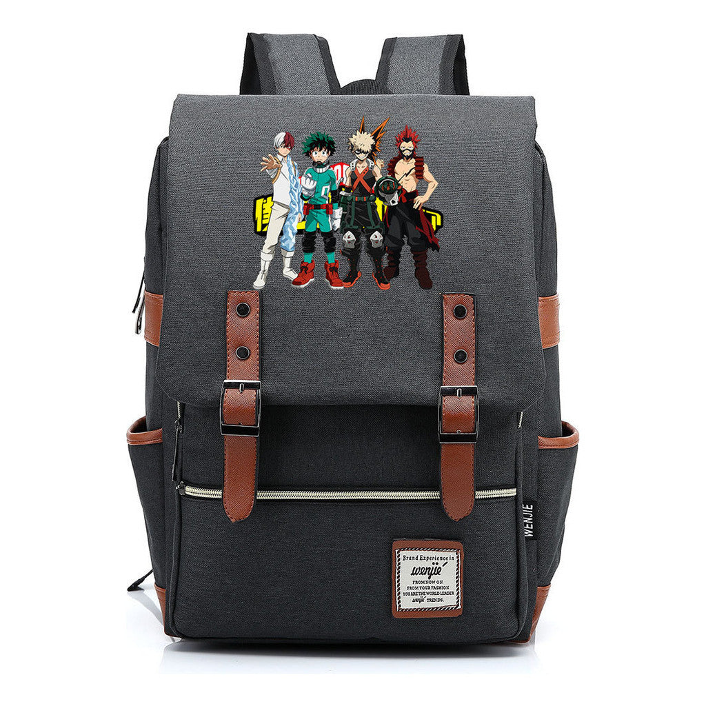 Anime My Heroes Academy Printed Youth Student Backpack Men's And Women's Leisure Belt Buckle Classic Backpack
